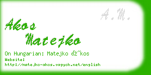 akos matejko business card